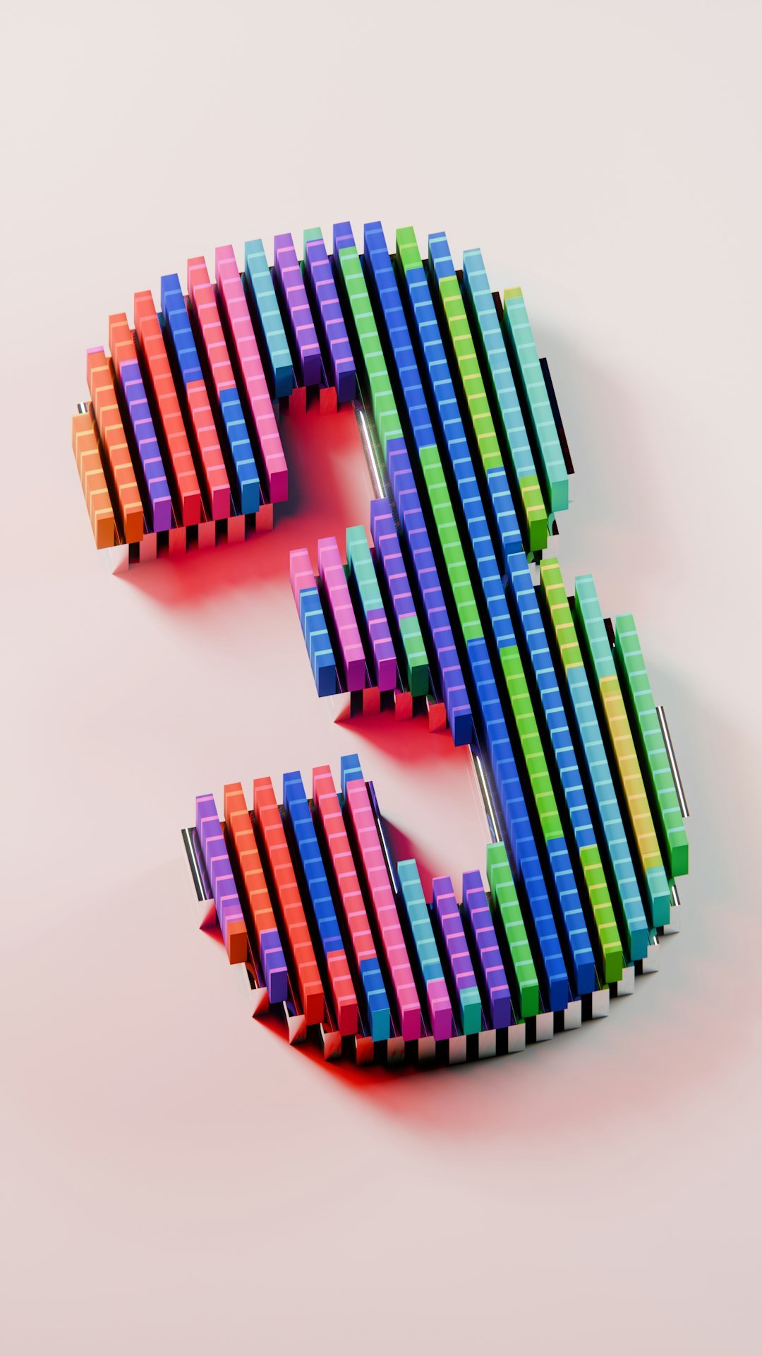 A multicolored letter e made out of pencils