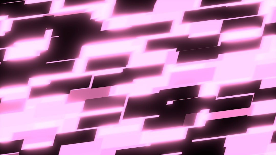 Pink geometric shapes with glowing light effects