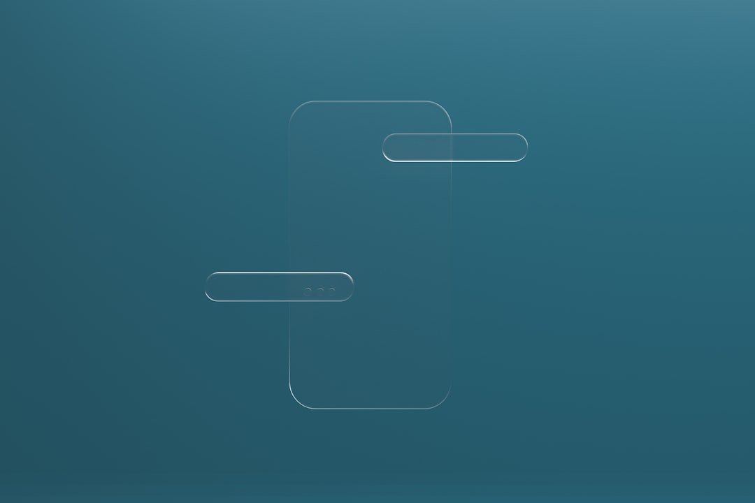 Abstract glass shapes on a gradient blue background.