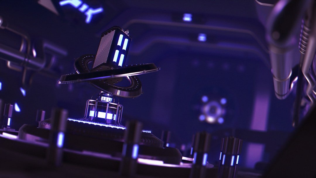 a futuristic sci - fi scene with a blue background