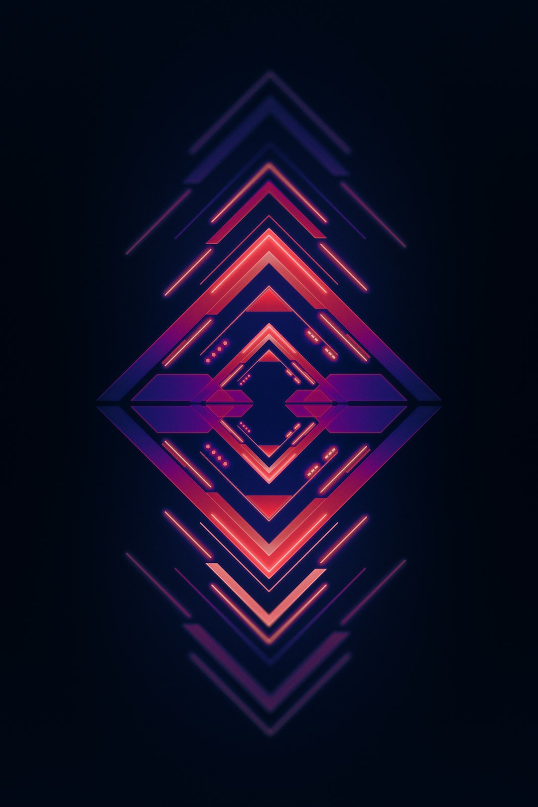 a dark background with a red and blue pattern