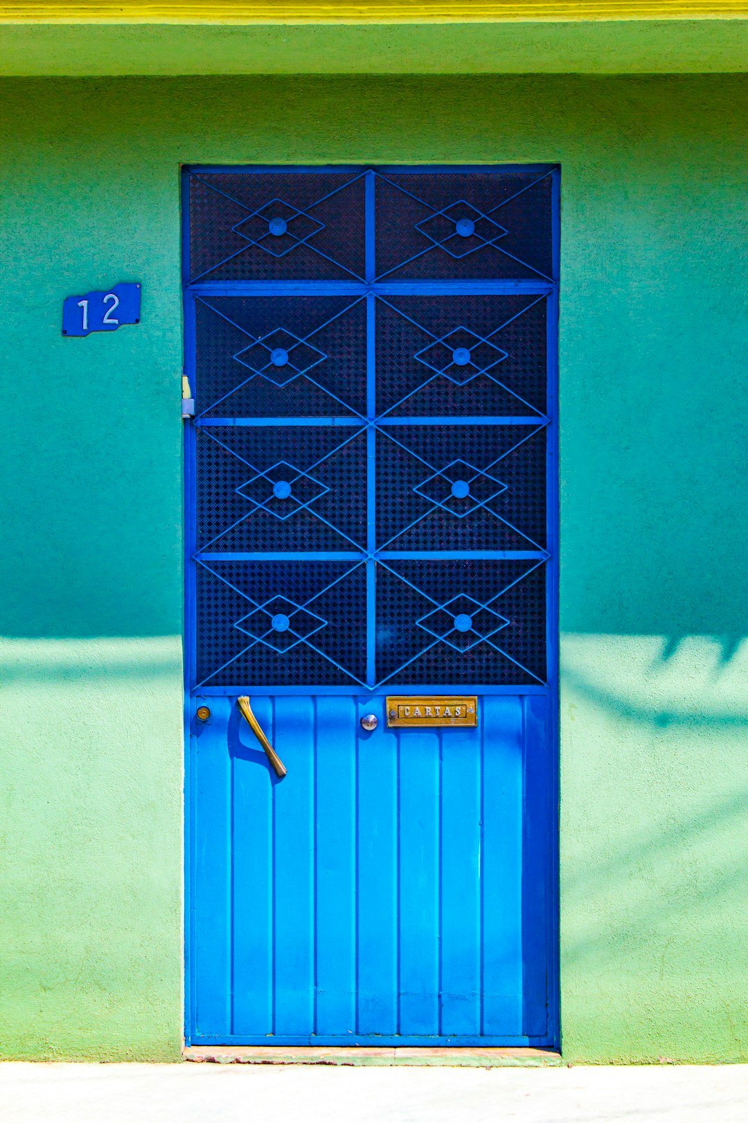 blue wooden door