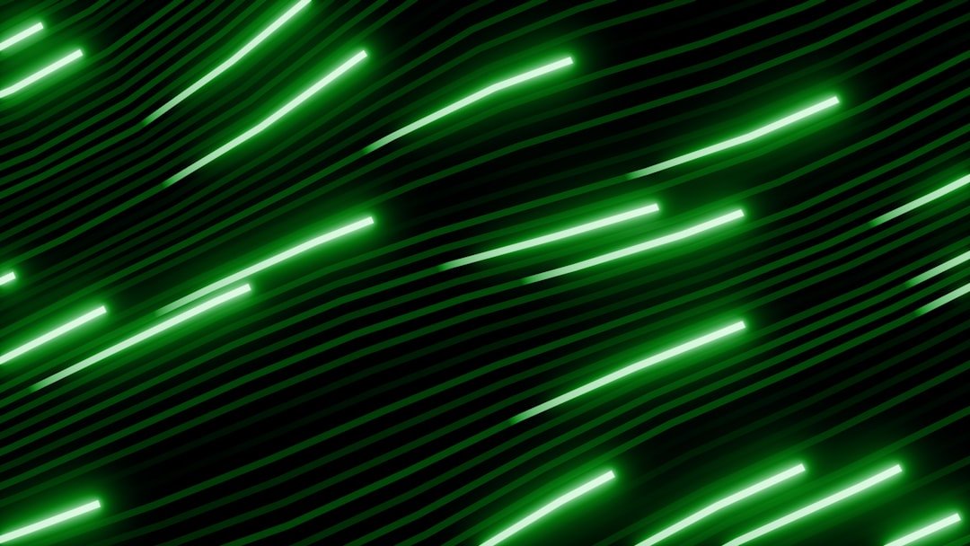 Abstract green glowing lines on black background