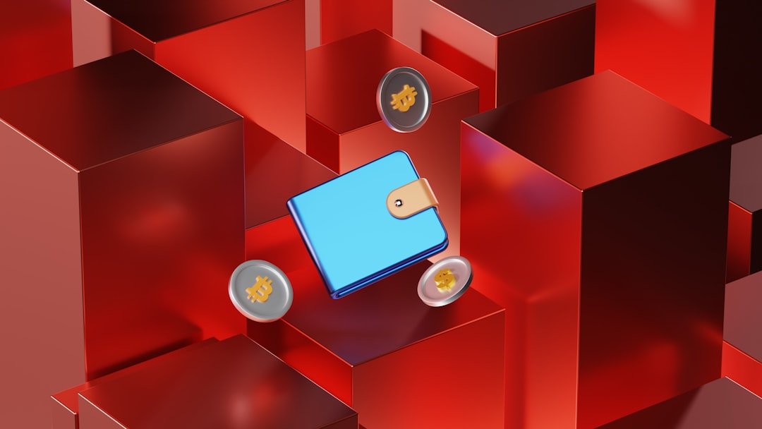 a red and white box with a blue screen and a blue square with a white circle and a